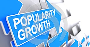 Popularity Growth - Text on the Blue Pointer. 3D.