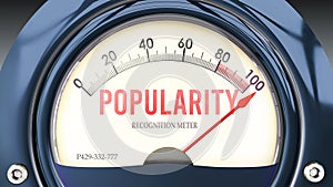 Popularity and Recognition Meter that is hitting a full scale, showing a very high level of popularity ,3d illustration photo