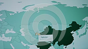 Population by country on world map on computer screen. Population in Russia, Kazakhstan, Uzbekistan, Kyrgyzstan