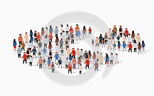 Population demographics report, pie chart composed of people.