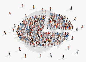 Population demographics report, pie chart composed of people.