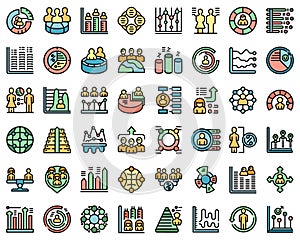 Population growth icons set vector flat