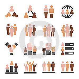 Population skin tone icon set