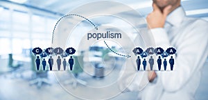 Populism and political marketing impact concept