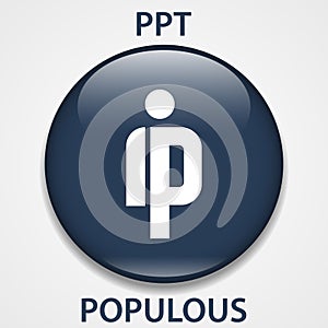 Populous Coin cryptocurrency blockchain icon. Virtual electronic, internet money or cryptocoin symbol, logo