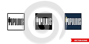 Populous cryptocurrency icon of 3 types color, black and white, outline. Isolated vector sign symbol.