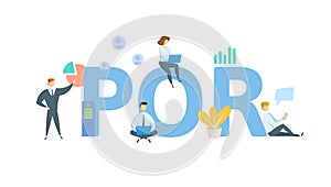 POR, Pay on return. Concept with keyword, people and icons. Flat vector illustration. Isolated on white.
