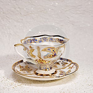 Porcelain antique tea cup and saucer