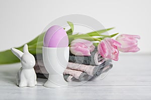 Porcelain Egg Cups with pink Easter egg