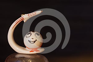 Porcelain figurine depicts Satellite on black