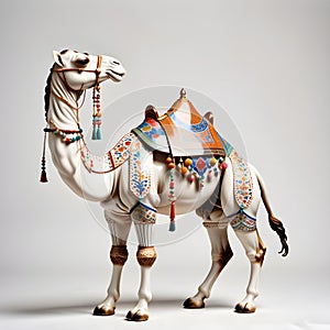 Porcelain figurines camel. Sculptures made of porcelain and earthenware. Miniature figurines made of ceramics