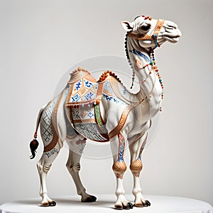 Porcelain figurines camel. Sculptures made of porcelain and earthenware. Miniature figurines made of ceramics