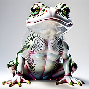 Porcelain figurines Goliath the frog. Sculptures made of porcelain and earthenware. Miniature figurines made of ceramics