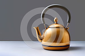 Porcelain kettle. Vintage porcelain dishes. 3D render. Teapod
