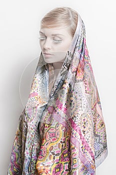 Porcelain naked lady with silk shawl
