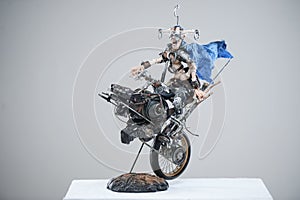 Porcelain paper mache clay metal steampunk biker