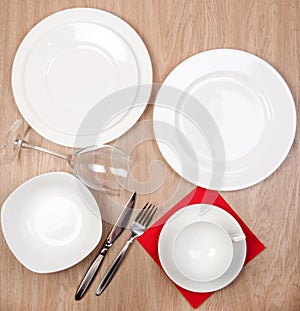 Porcelain plate on a dinner table