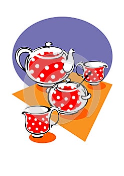 Porcelain red tea service