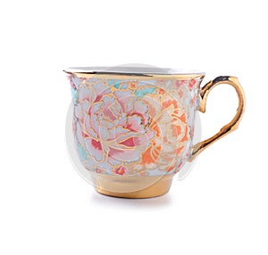 Porcelain tea cup on white background