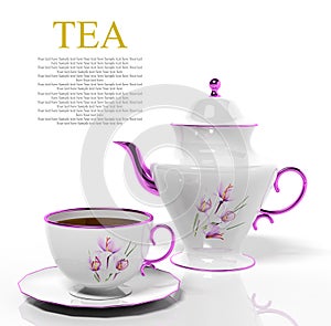 Porcelain teapot and teacup