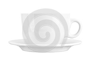 Porcelain white cup and saucer for tea or coffee isolated on white background