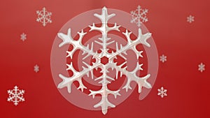 Porcelin snowflake with red background