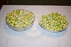 porcellain and glass bowl with Brussels sprout