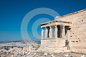 The Porch of the Caryatids in The Erechtheion an ancient Greek t