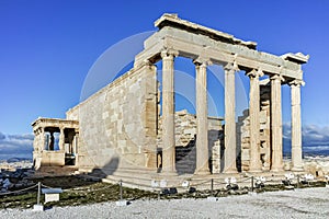 The Porch of the Caryatids in The Erechtheion an ancient Greek temple on the north side of the Acropolis of Athens