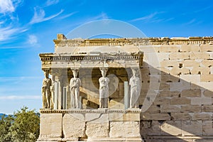 The Porch of the Caryatids at the Erechtheion temple on the Acropolis, Athens, Greece