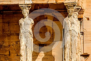 Porch Caryatids Ruins Temple Erechtheion Acropolis Athens Greece