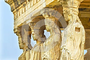 Porch Caryatids Ruins Temple Erechtheion Acropolis Athens Greece