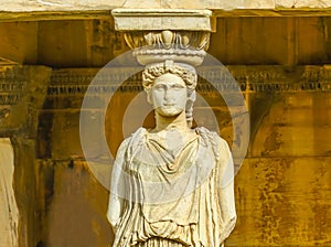 Porch Caryatids Ruins Temple Erechtheion Acropolis Athens Greece