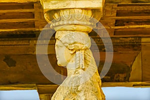 Porch Caryatids Ruins Temple Erechtheion Acropolis Athens Greece