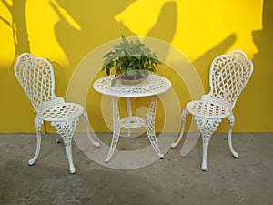 Porch decorate yellow wall