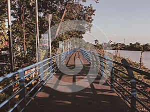 A porch on the edge of the cisadane river to enjoy the evening photo