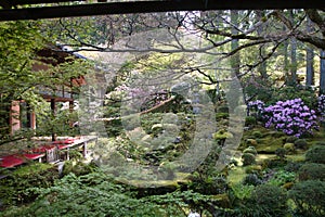 The porch and the Japanese garden. Kyoto Japan