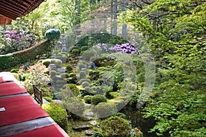 The porch and the Japanese garden. Kyoto Japan