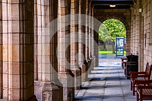 A porch at the King`s college in Aberdeen, UK