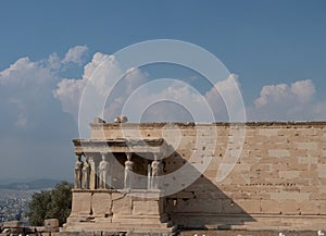 The Porch of the Maidens or Caryatids on Erechtheion in Athens Greece