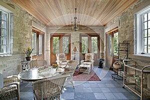 Porch with slate flooring photo