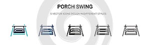 Porch swing icon in filled, thin line, outline and stroke style. Vector illustration of two colored and black porch swing vector