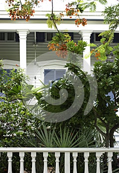 A porch and tropical garden in Key West