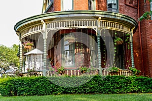 Porch at a Victorian Brick Bed and Breakfast Home