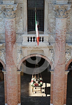 Porch and walls of the town hall of the city of Vicenza
