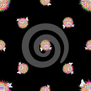 Porcupine fish pattern over black