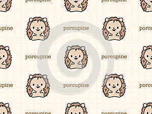 Porcupine seamless pattern on yellow background