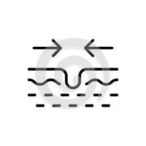 Pore Narrowing Line Icon. Facial Skin Care Cleansing Linear Pictogram. Process of Narrowing Pore Skin Treatment Outline