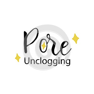 Pore unclogging sign for beauty product emblem