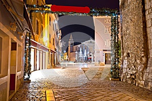 Porec street and square evening view